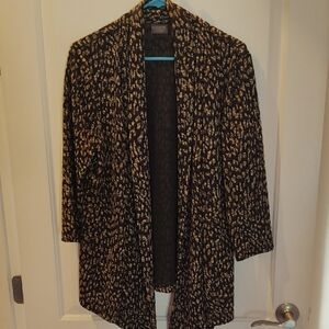Chico's Black and Gold Blazer with Relaxed Fit and Three-Quarter Sleeves